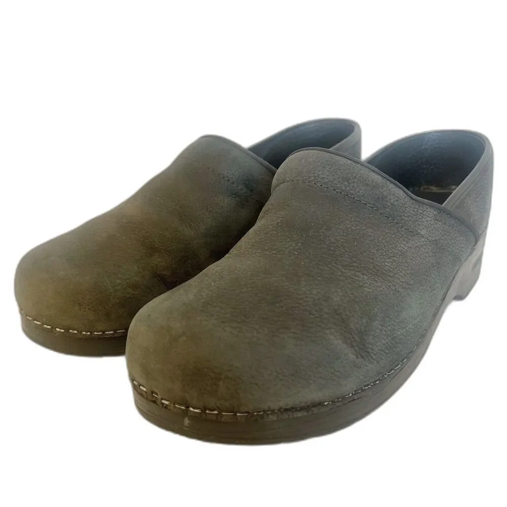 Sanita Grey Leather Clogs Women's Size 15 US 46 EU - Picture 1 of 8
